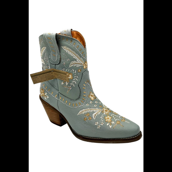 Dingo Shoes - Dingo Women's Primrose Leather Bootie Blue - Medium